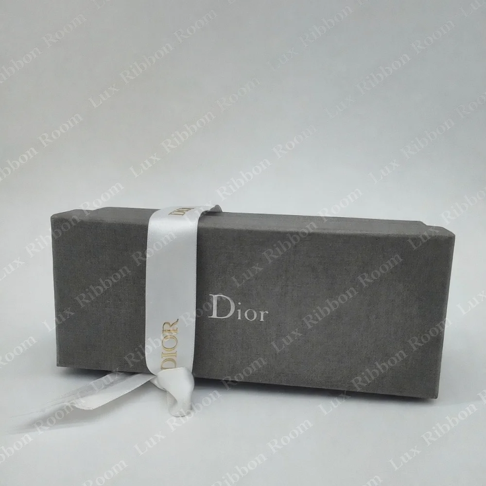 DIOR Sunglasses Case White Cannage Box Gray Fabric Storage Box Ribbon Set EUC
